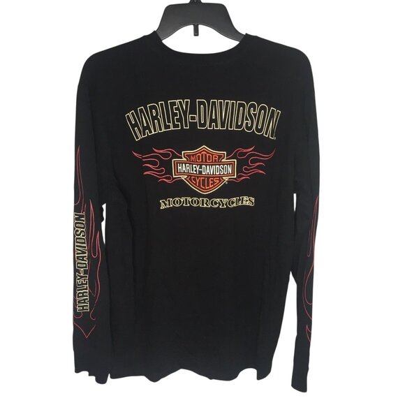 Harley-Davidson Shirt Mens Medium Long Sleeve Flames Bar & Shield 99042-09VM - Picture 1 of 14